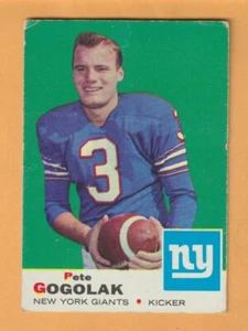 Pete Gogolak New York Giants 1969 Topps #62 Ogdensburg Nueva York arrugado - Imagen 1 de 2