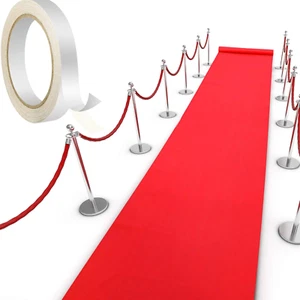 Red Carpet Runner Rug 2.6 X 30 Feet with 1 Piece Carpet Tape for Events - Picture 1 of 12