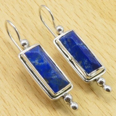 Fashion Jewelry Collection LAPIS LAZULI 1.5" Handcrafted 925 Solid Stamp Silver - Image 1 of 2