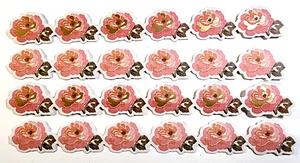 Peach Flowers Golden Foil Accents K&Company 4 pc 6" x 3/4" Cardstock - Picture 1 of 1