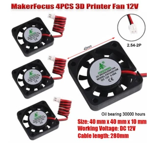 4X Ventilador de refrigeración 12V Impresora 3D para portátil DVR 40 mm Estuche para computadora sin escobillas 40 mm 0.08A - Imagen 1 de 10
