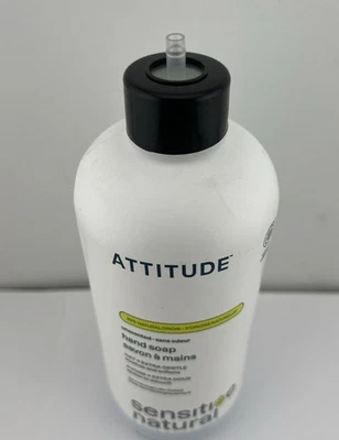 Jabón de manos sensible Attitude, sin perfume, avena extra suave *PARTE SUPERIOR DE LA BOMBA ROTA* 16 oz Foto 1 de 4