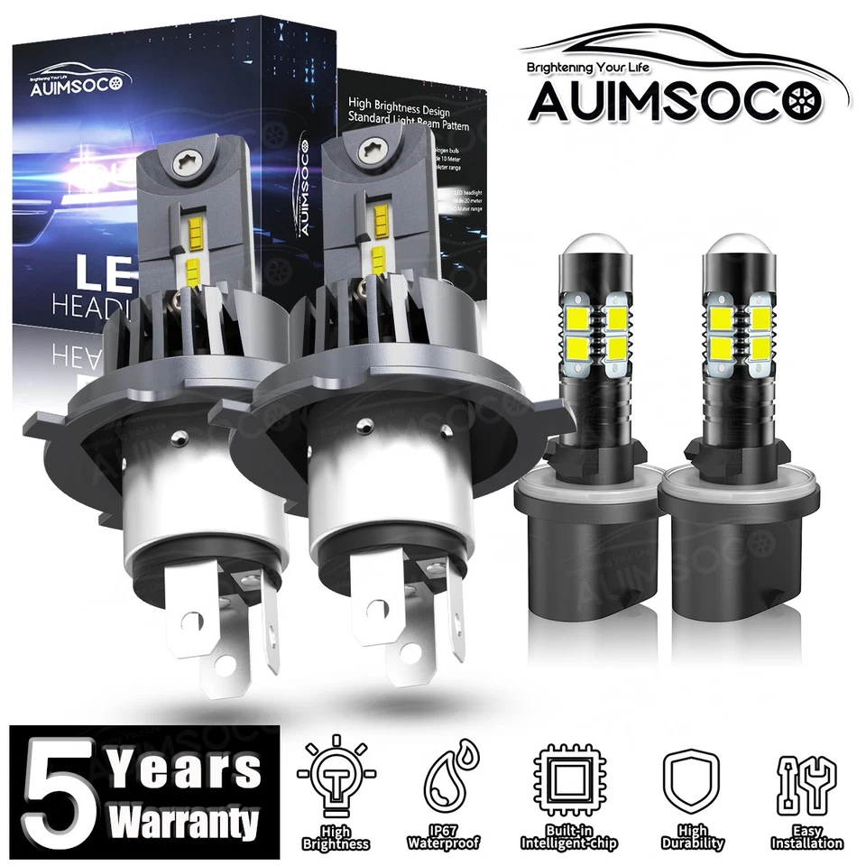 4x 9003 880 LED Headlight Bulbs Kit High Low Fog Beam For Ford Aspire 1994-1997 - Изображение 1 из 4
