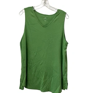Canotta donna J. Jill Pima cotone scollo a V senza maniche verde taglia large - Foto 1 di 7