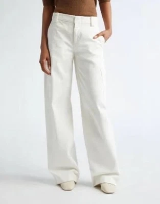 VINCE WIDE LEG COTTON TWILL CARGO PANTS OFF WHITE SIZE 0 NWT $365 - Image 1 of 4