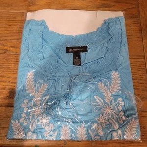 INC International Concepts Women's Blue Floral Blouse Long Sleeve Size 2x NWT - Picture 1 of 6