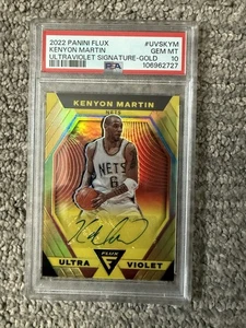 Kenyon Martin 2022-23 Flux Ultra Violet Gold Auto #UVS-KYM/10 PSA 10 - Imagen 1 de 2