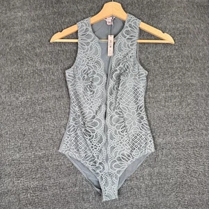 Victoria's Secret Lencería Malla Encaje Body Mujer XS Gris V Peluche Halter Nuevo con Etiquetas - Imagen 1 de 4