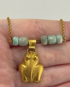 Galeria Cano Gold Plated Frog Pre-Columbian Replica Necklace READ - Picture 1 of 15