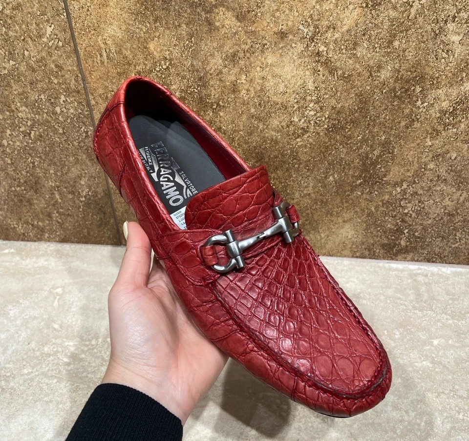 Novo e Autêntico Mocassim Masculino Salvatore Ferragamo Crocodile Parigi 7.5 8 8.5 $2200 - Imagem 1 de 1