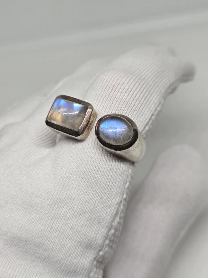 Anillo Moderno Piedra Lunar Plata Esterlina Talla 9.5 Peso 14gm Unisex Piezas Estate Foto 1 de 4