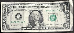 2021 New York $1 Bill Low Serial Number 25,110 Triple Solid 000’s Snake Eye 11 - Picture 1 of 2