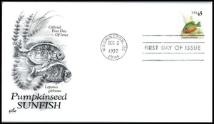 1992 Definitive issues Sc 2481 FDC 45c Pumpkinseed Sunfish with ArtCraft cachet - Picture 1 of 1