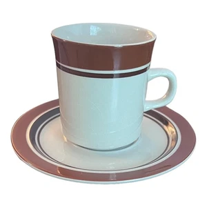 Vintage Carousel Stoneware Sienna Brown Cup & Saucer Set Japan - Picture 1 of 10