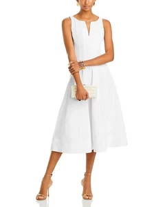 Aqua getäfeltes Midi Kleid - weiß - klein - Bild 1 von 8