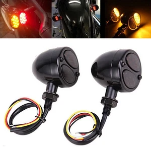 2pcs Motorcycle LED Brake Running Turn Signal Lights Tail Lamp Black For Harley - Bild 1 von 9