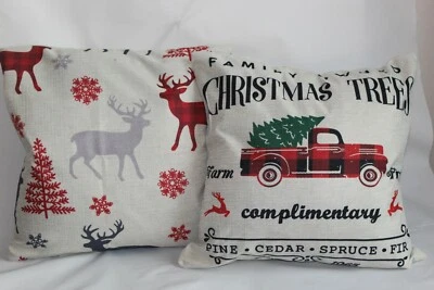 2 pcs Christmas Throw Pillow Covers 18 x 18 Inch Set of 2 - WELL MADE- Fast Ship - Image 1 of 4