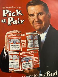 Budweiser Beer, Ed McMahon, Full Page Vintage Large Format Print Ad