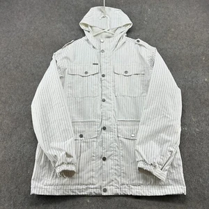 VINTAGE Empyre Jacket Mens XL White Parka Snowboarding Hooded Striped Ski Y2K - Picture 1 of 12