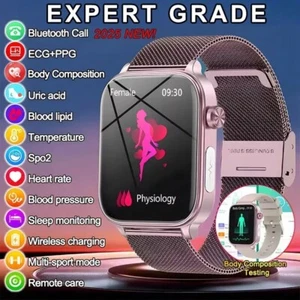 Smartwatch Health Fitness Heart Monitor Tracker Bluetooth Call ECG PPG Men Women - Photo 1 sur 32