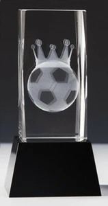 Kristallglas 3D-Lasermotiv FUSSBALLKÖNIG m.Sockelgravur -in Box- nur 29,95 EUR - Bild 1 von 5