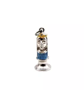 Neu Vintage Emaille Schach Königin Sterlingsilber Charm - Rarität - Neu aus altem Lagerbestand - Bild 1 von 6