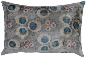Canvello Handmade Gray Blue Velvet Throw Pillows - 16X24 in - Picture 1 of 7