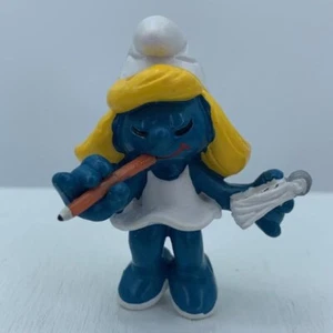 Smurfs 20140 Secretary Smurfette Smurf Vtg Figurine White Outfit Original Figure - Picture 1 of 7