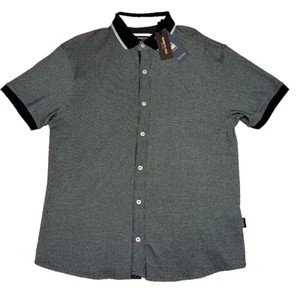 Polo Kenneth Cole New York para hombre azul con botones mediano 100 % algodón - Imagen 1 de 6