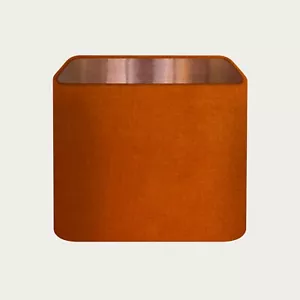 Lampshade Burnt Orange Velvet Brushed Copper Rounded Square Light Shade - Picture 1 of 9