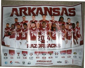 Arkansas Razorbacks Football 2014 Schedule Poster 27 by 19 Hogs SEC Trey Flowers - Picture 1 of 1