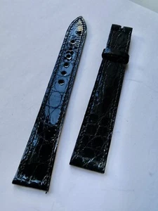 BAUME ET MERCIER-BRACELET CROCO NOIR BRILLANT - 16X14 - POUR BOUCLE ARDILLON - Picture 1 of 3