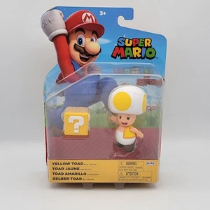Jakks World of Nintendo Super Mario Yellow Toad w/ Question Block Action Figure - Picture 1 of 7