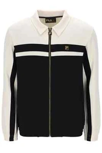 Fila Bill blocked Track Jacket With Gold Trims Blk/Wht/Gry - Picture 1 of 7