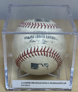 RYON HEALY * WALK-OFF HR * JED LOWRIE RBI 2B * GAME-USED MLB BASEBALL A's 5/7/17 - Picture 1 of 8