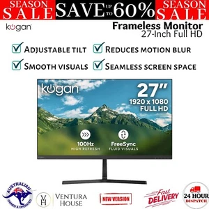 Kogan 27" Full HD 100Hz Frameless FreeSync Monitor Work Computer Gaming Screen - Picture 1 of 12