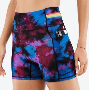 FABLETICS MOTION 365 BIKER SHORTS SIZE XS pocket shorts rainbow colorful - Picture 1 of 7