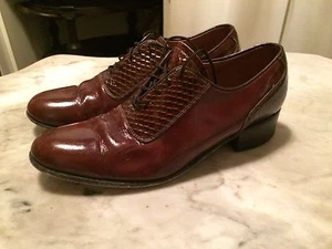 Vtg '70 disco hipster rockabilly costume patent leather mens shoes sz 8 - Picture 1 of 10