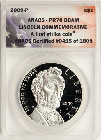 2009-P $1 Lincoln Commemorative Silver Dollar ANACS PR70DCAM First Strike Cover