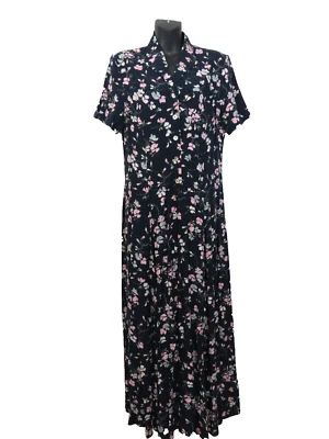 Maxi Camisa Vestido Floral Largo Azul Modesto Laura Ashley Talla 10 Vintage Años 90 Foto 1 de 4