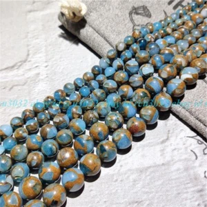 6/8/10/12mm Natural Blue in Quartz with Pyrite Round Loose Beads 15'' - Picture 1 of 12