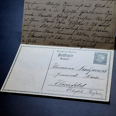 Alemania 1900 - Postal de Baviera - Usada - Carta de 2 sellos Foto 1 de 4