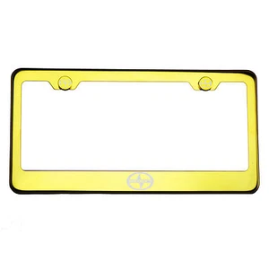 Gold Chrome License Plate Frame T304 Stainless Steel Laser Engraved Scion Logo - Picture 1 of 11