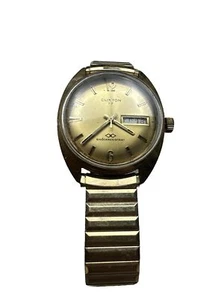 Clinton 17 Men's Gold Swiss Made Dual Calendar Watch w/ Bracelet - Picture 1 of 3