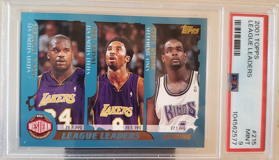 2001 Topps KOBE BRYANT #215 Aqua PSA 9 Rare Card IVERSON SHAQ CARTER Leagers SP - Image 1 of 3