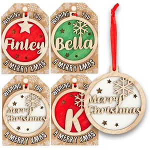 Personalised Wooden Name Hanging Christmas Tree Bauble Decoration Xmas Gift - Picture 1 of 201