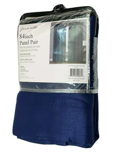 Victoria Classics Faux Silk Panel Pair (2) 37" x 84" Blue Rod Pocket VCNY - Picture 1 of 8
