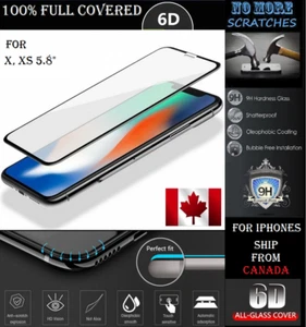 FULL COVER 9H Tempered Glass HD Screen Protector iphone X XS 5.8" Edge coverage - Photo 1 sur 4