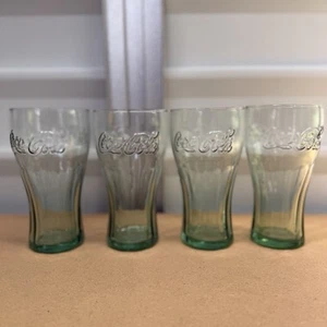 4 COCA COLA Genuine Georgia Green Coca Cola Glasses 16oz Nucleated Base - Picture 1 of 10