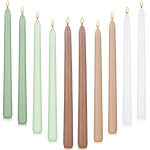 10 Pcs 9.8 Inch Neutral Tall Taper Candle Colored Taper Candles Gradient Colo... - Picture 1 of 7